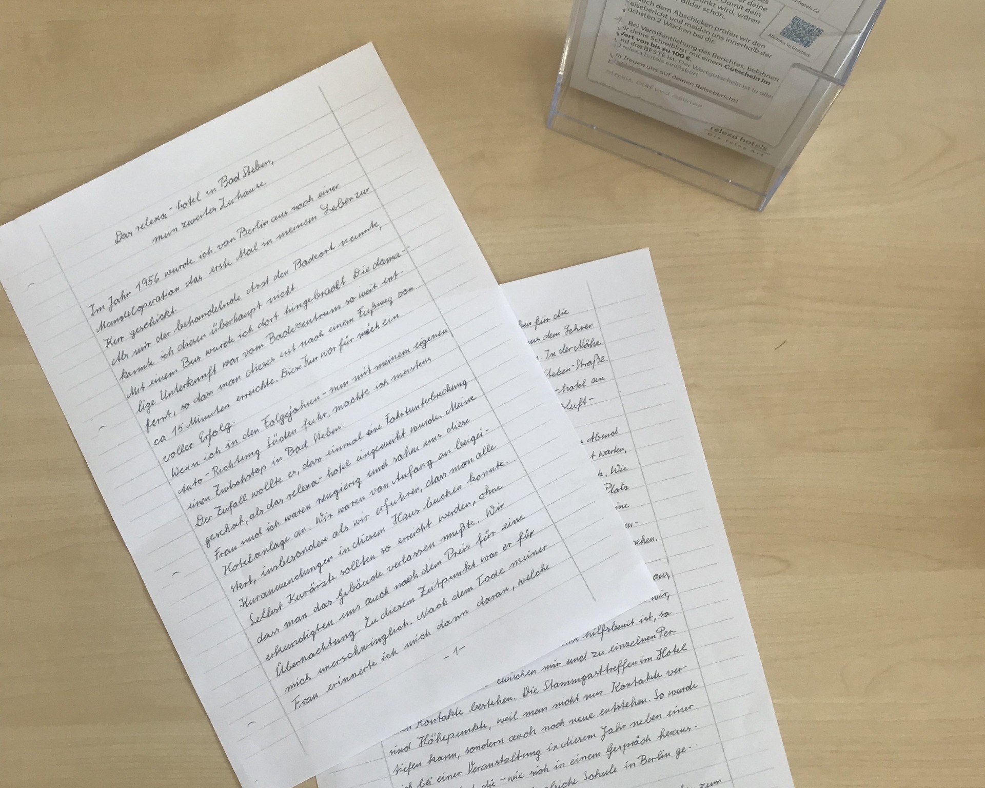 handgeschriebener Reisebericht von Günter handgeschriebener Reisebericht von Günter